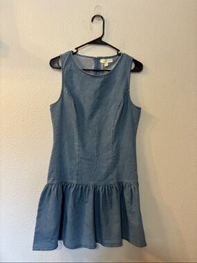 NWT Thirty/Thirty Sleeveless Denim Drop-Waist Dress - Light Blue